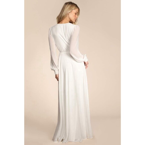 Lulus My Whole Heart Dress Women's S White Maxi Long Sleeve Wrap NWT - Picture 4 of 14